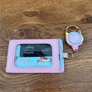 Disney Loungefly Pink Floral Princess Lanyard ID Holder